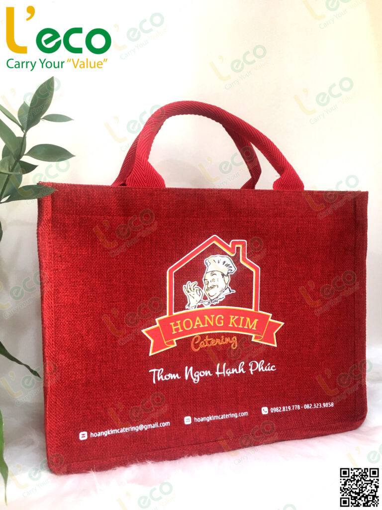 Jute fabric bags with logo printed