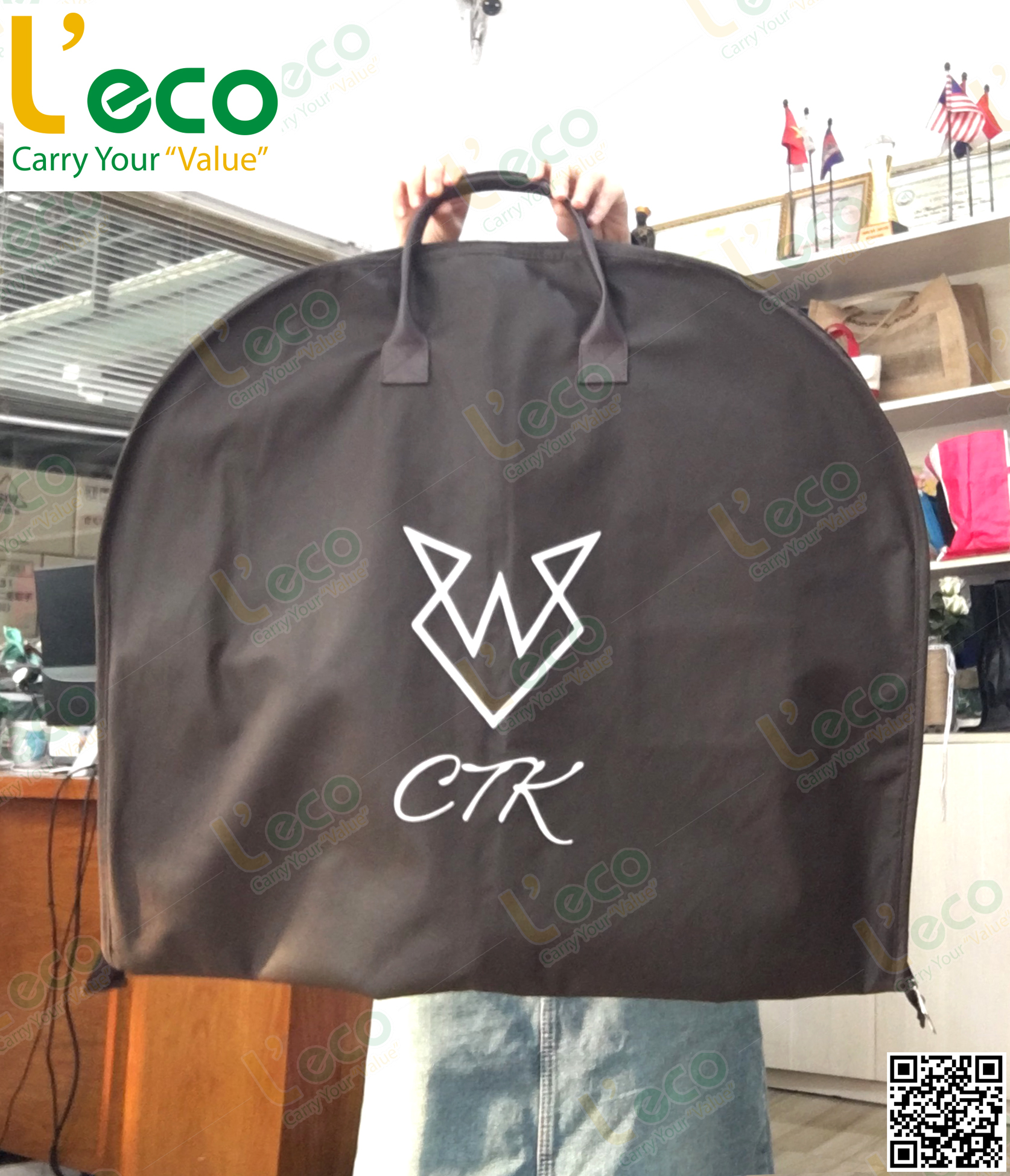 suit bag with logo printed