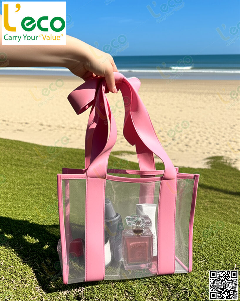 pink mesh cosmetic bag