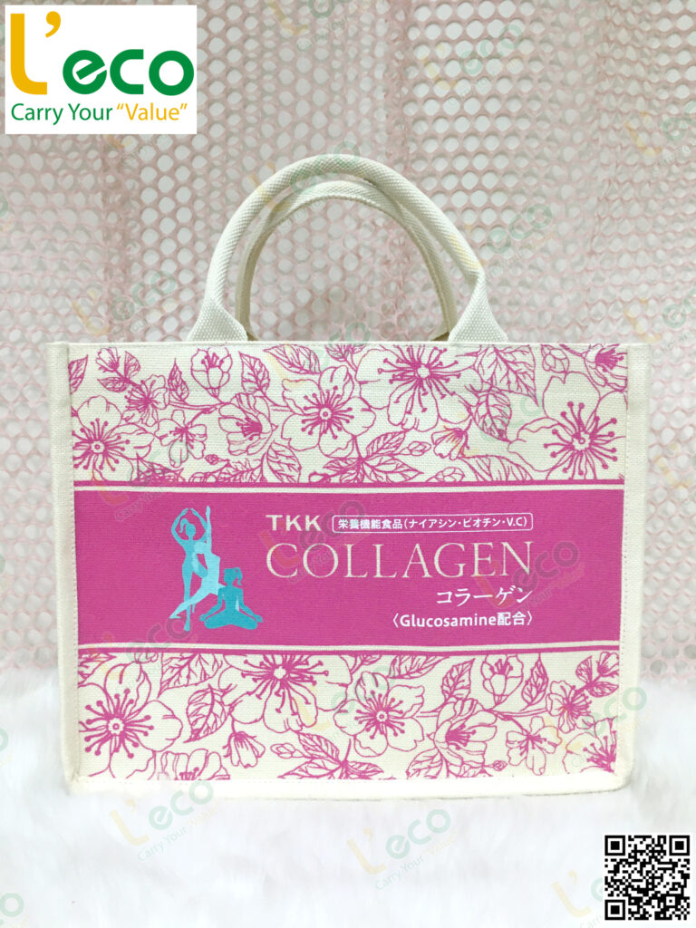Fashion linen jute bag with printed logo