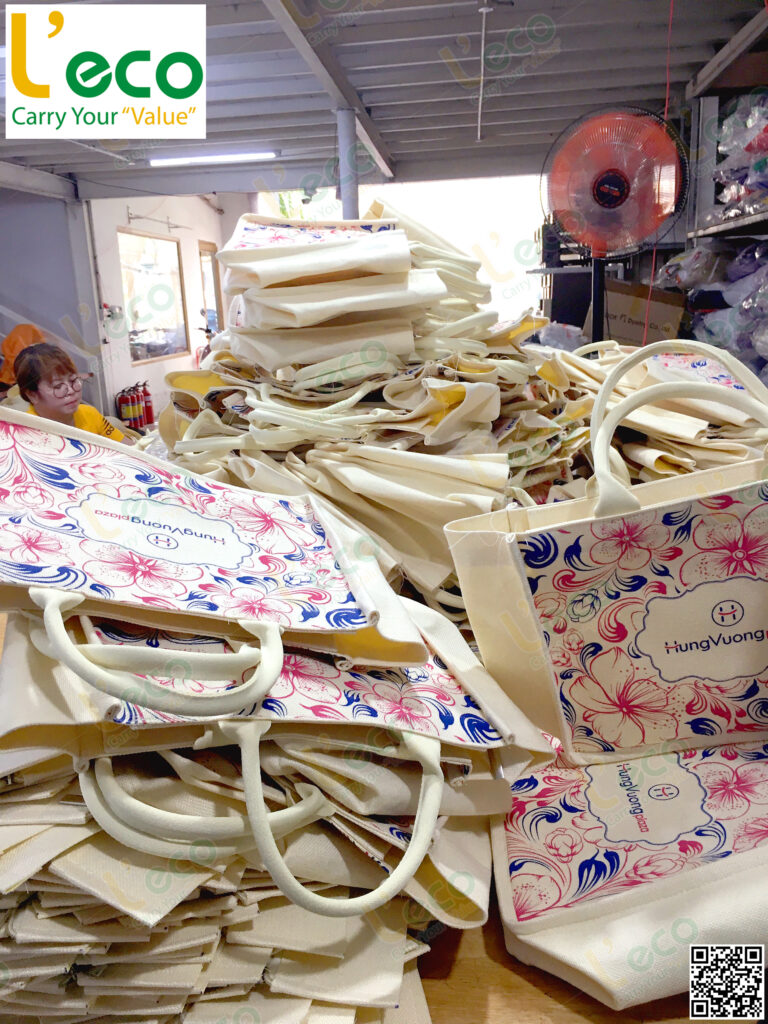 fashion linen jute bag sewing factory