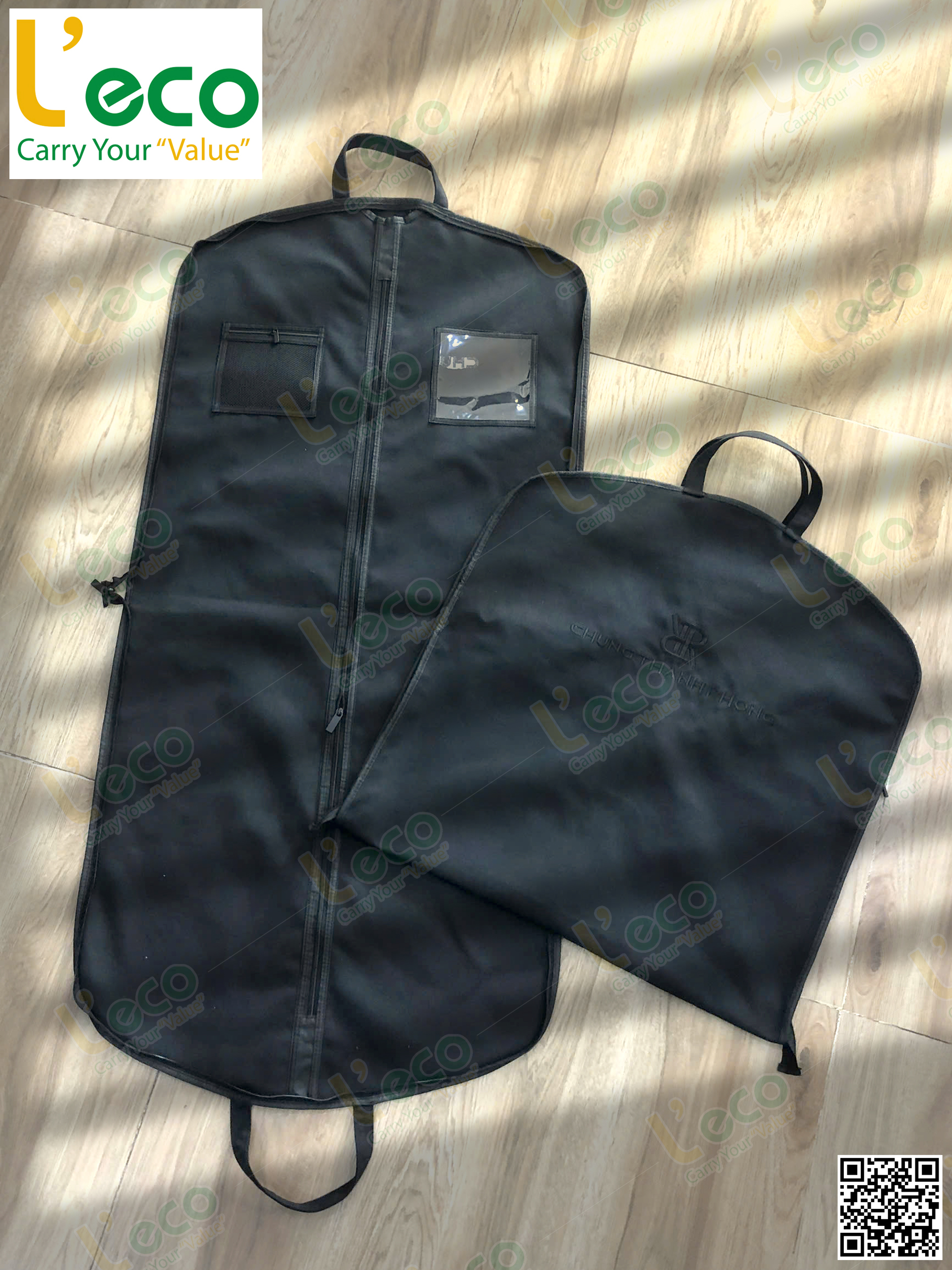 What makes the embroidered logo garment bag special